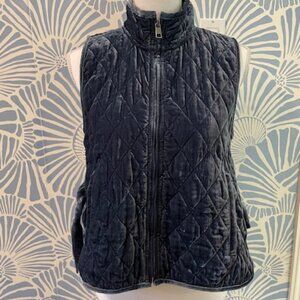 Banana Republic Navy Velvet Quilted Vest with Side Ties Sz XS